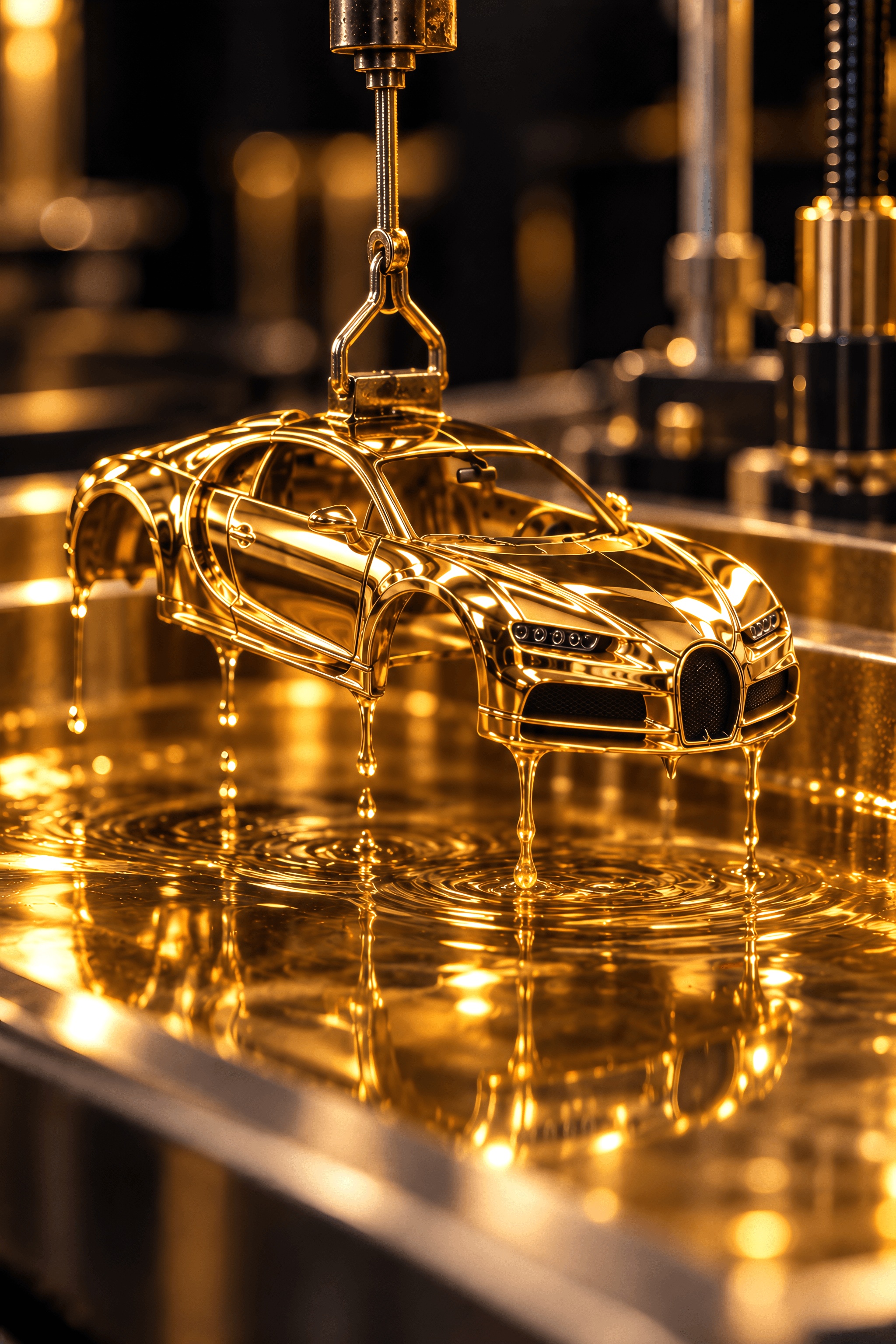 24K gold electroplating process for a Luxcast diecast automobile body